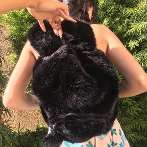 Kawaii AF black bunny backpack faux fur
